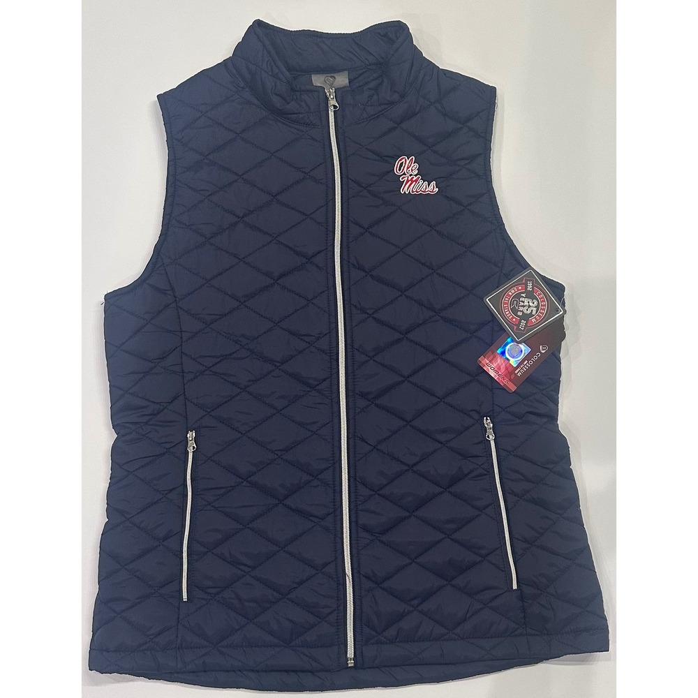 Colosseum Ole Miss Rebels Women Navy Blue Quilted Full Zip Vest Large NWT